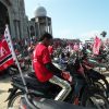 Ojek motorcycle drivers at Partai Aceh election rally, Lhokseumawe