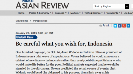 Elizabeth Pisani reviews Joko Widodo's first 100 days as Indonesian president in the Nikkei Asian Review