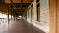 The communal verandah of a Dyak longhouse