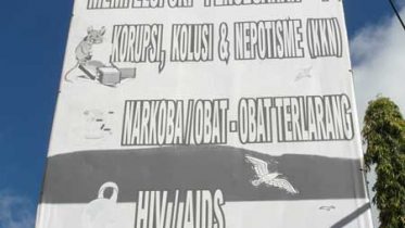 Indonesian poster declaring war on corruption, drugs and HIV