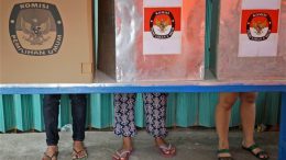 Voting booth in Indonesian elections