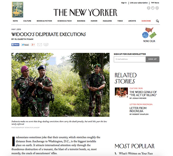 New Yorker comment about Indonesia's execution of drug dealers by Elizabeth Pisani
